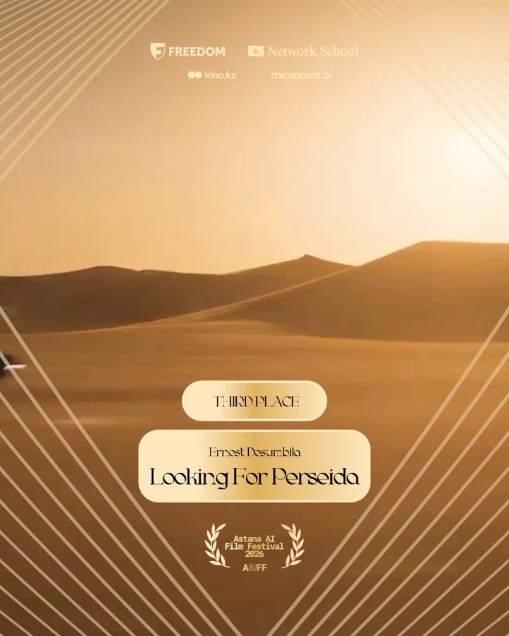 AAIFF third-place announcement for Ernest Desumbila’s Looking For Perseida over a desert image